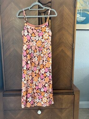 Sanctuary Pink Orange Floral Midi Dress